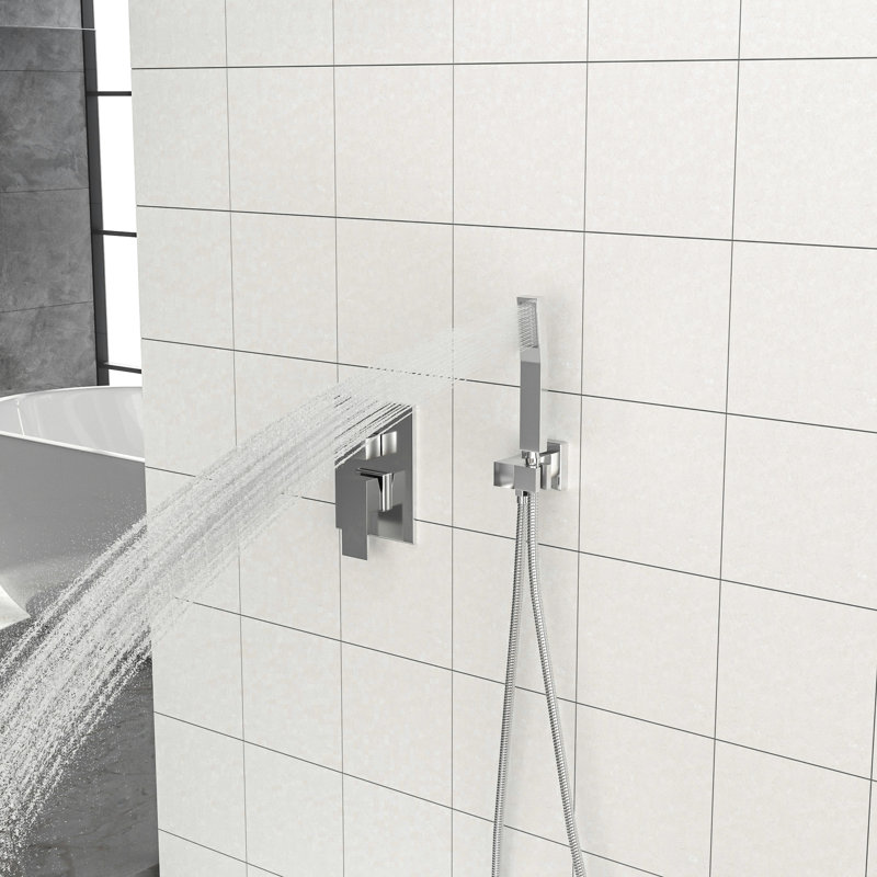 Wall Mounted Shower - 12 Inch Square Dual Heads Head Square, Mount, Chrome