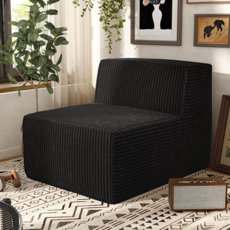 Winkler Chenille Modular Armless Chair, Black