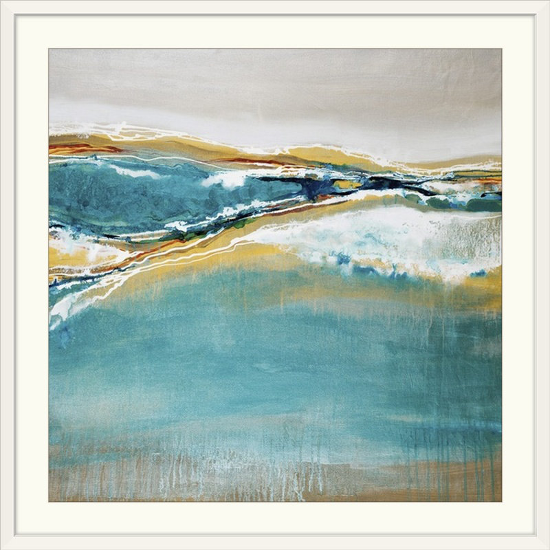 «Glenvil Aqua Quartz» par Liz Jardine, reproduction d'art, H 38 po x l 38 po x P 1 po, Cadre blanc