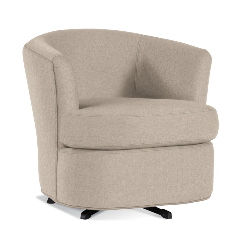 Upholstered Swivel Barrel Chair, Eggshell Crypton Performance; 0884-93