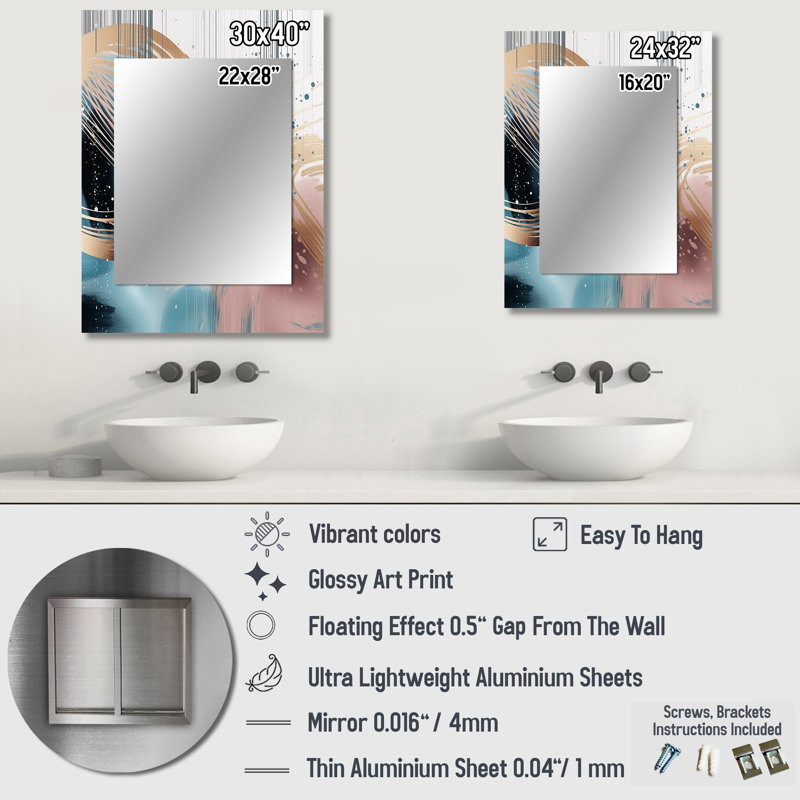 Whispers Of Marble I - Marble Decorative Mirror, Gold Wall Mirror, Printed Metal Art, 32" x 24"