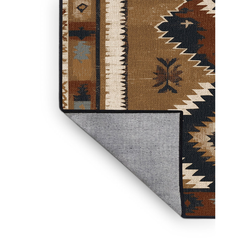 Washable Outlaw Theme Southwestern Area Rug, Runner 2' x 5'