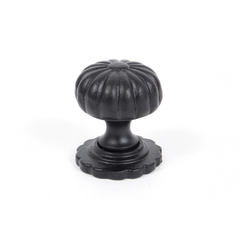 Flower Round Knob, Black, 3.8cm