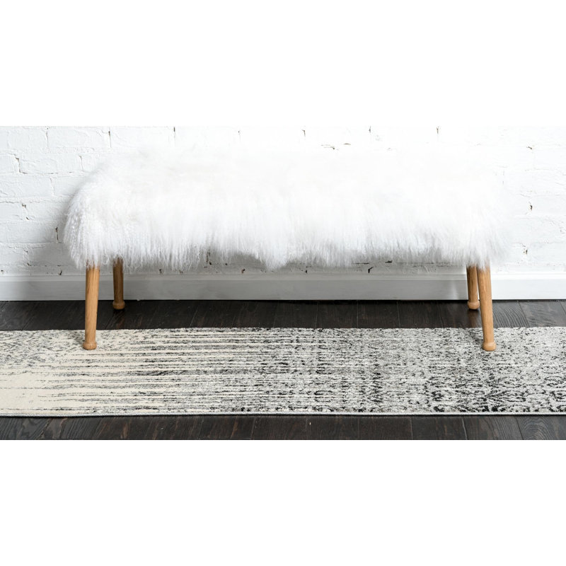 Tapis à motif géométrique gris Emeraude, Tapis de couloir 2 pi x 8 pi