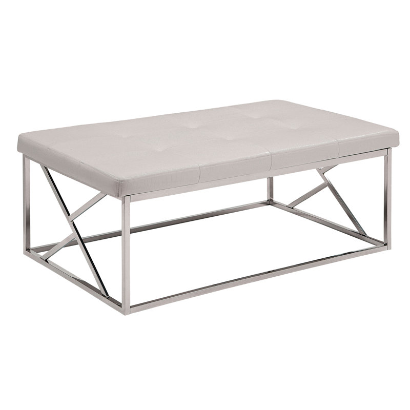 Banc rembourré en similicuir Adaisha, Blanc