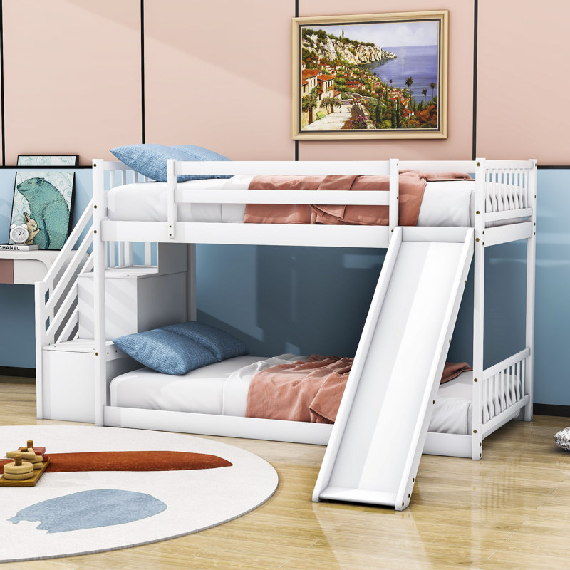 Erynne Kids Twin Over Twin Bunk Bed, White