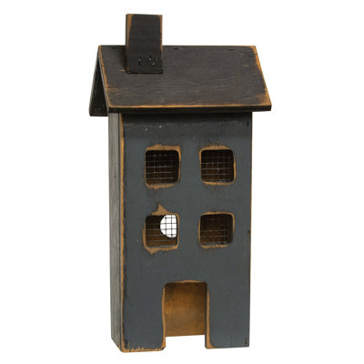 Distressed Wooden Medium Blue Light Up House