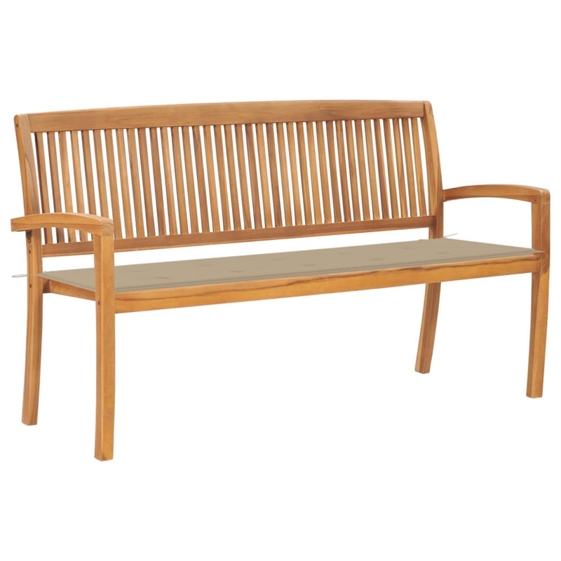 Teak Garden Bench, Beige