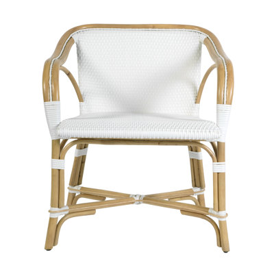 Portofino 18.75 in. Seat Height Rattan Arm Chair, White & Gray