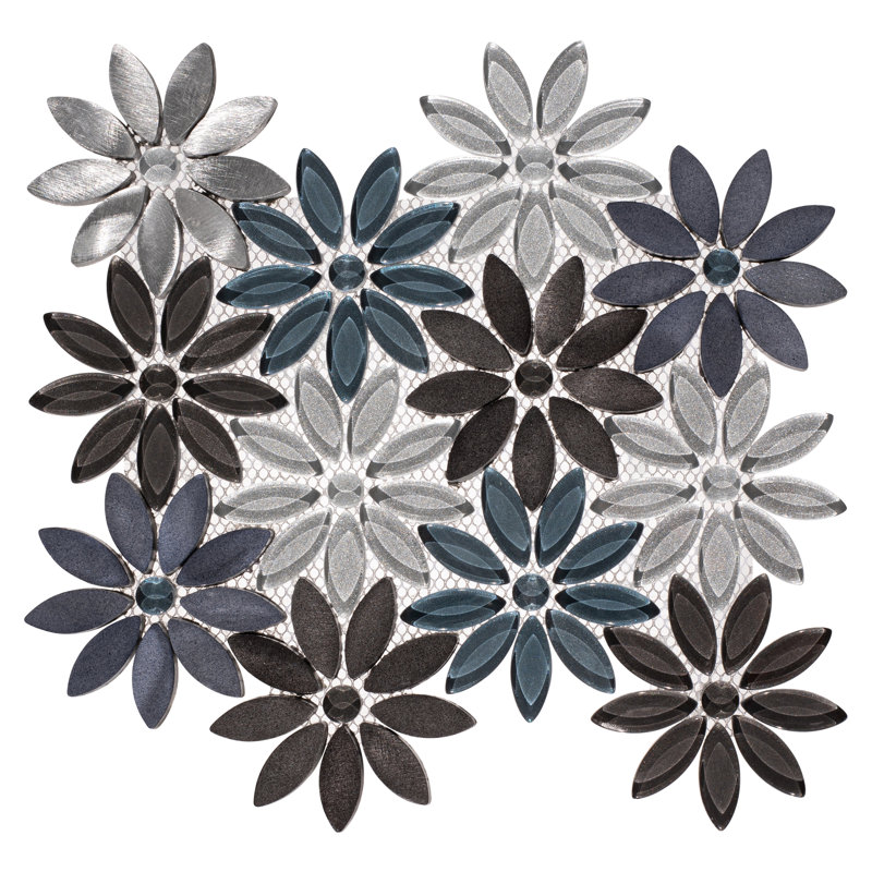 Fresh Novelty Look Flower Polished Natural Stone/Metal Wall & Floor Mosaic Tile, Qerbera