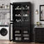 Armoire de rangement autoportante en bois massif l 32 po x H 71,5 po avec portes en verre transparent, 2 tiroirs et tablettes réglables - Organisateur de salle de bain moderne-517761095