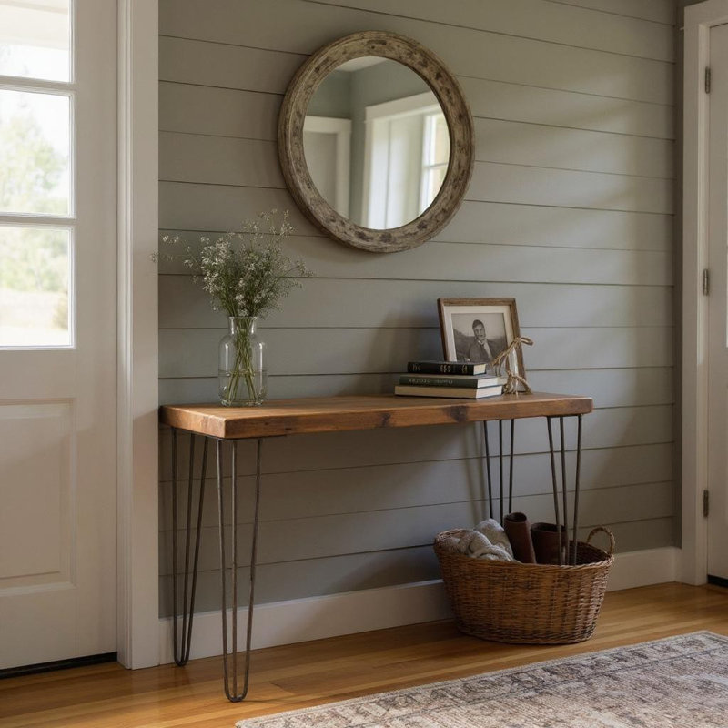 Reclaimed Wood Entry/Console Table with Hairpin Legs, 29.5" H x 72" W x 15" D