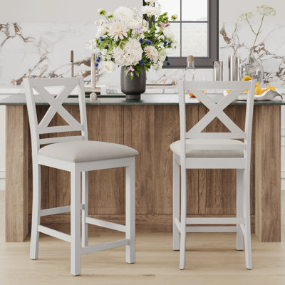 Upholstered 26" Counter  Bar Stool Solid Wood Counter Stool