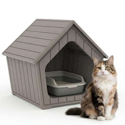Hidden Cat Litter Box Enclosure, Resin Cat House with Ventilation Openings for Indoor and Outdoor Use
