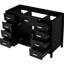 Meuble-lavabo de 47 po seulement, 2 portes à fermeture douce, 8 tiroirs, conception classique, finition noire et pin, poignées en aluminium, support réglable pour les surfaces inégales