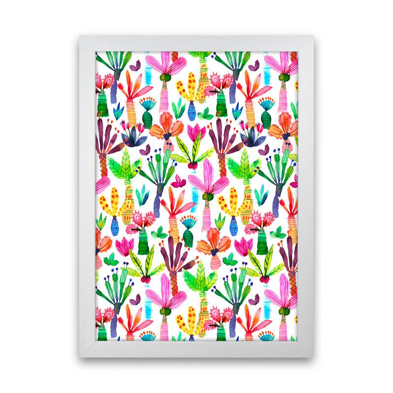 Palms Kids Garden - Print, White Framed, 34cm H x 25cm W x 3cm D