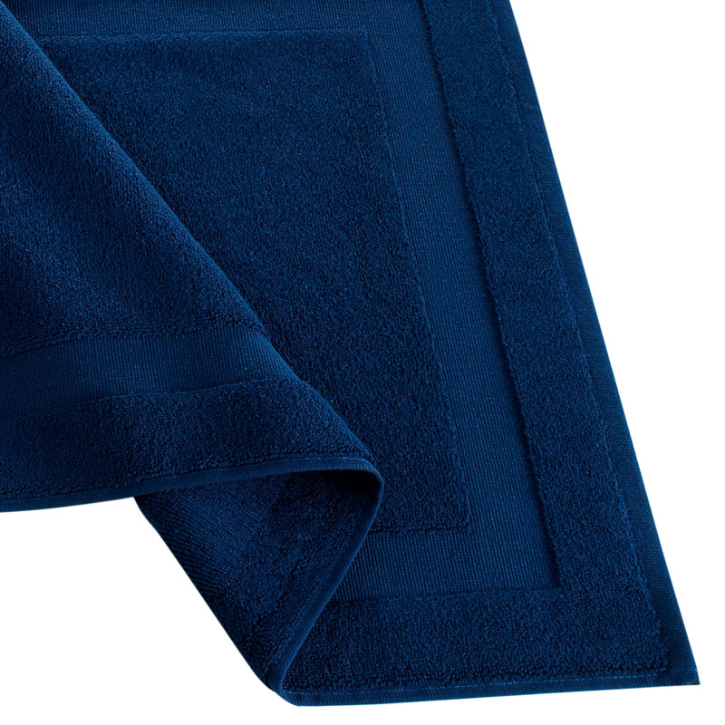 Navy Turkish Cotton Machine-Washable Textured Shower Mat
