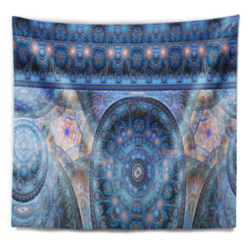 Tapisserie à motif fractal de cellules abstraites bleu ciel, H 32 po x l 39 po