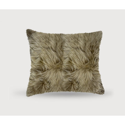 18" Taupe Sheepskin Throw Pillow