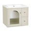 Ensemble de meuble-lavabo mural 24 po pour petit espace, armoire de salle de bain avec lavabo en céramique, 2 tiroirs et 1 porte à fermeture en douceur-115672297