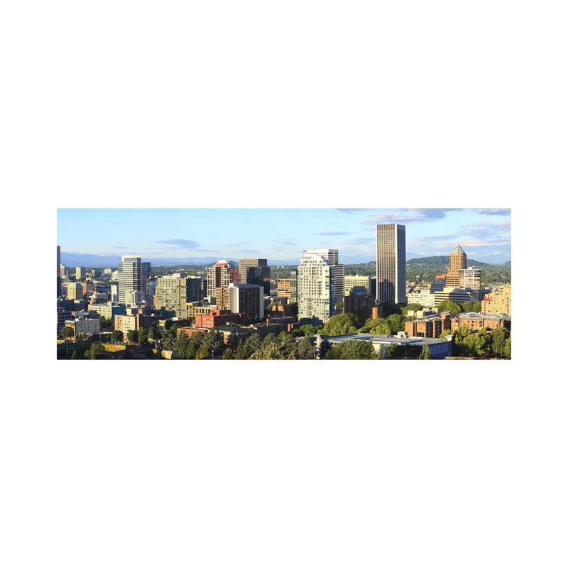 Skyscrapers In A City, Portland, Oregon, USA 2010 #2 by Panoramic Images - Wrapped Canvas Panoramic Print