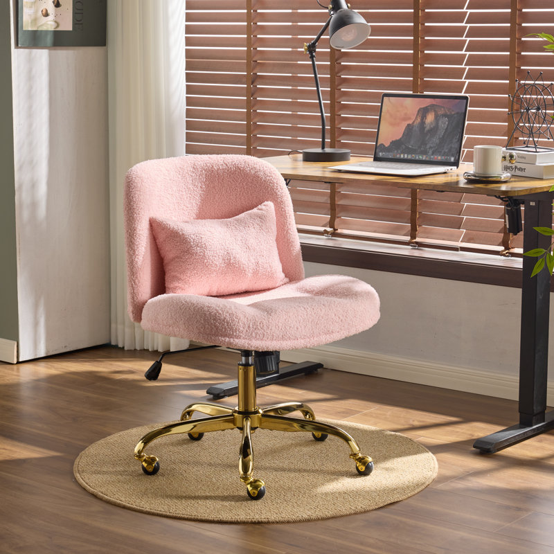 Faux Sherpa Task Office Chair, Pink