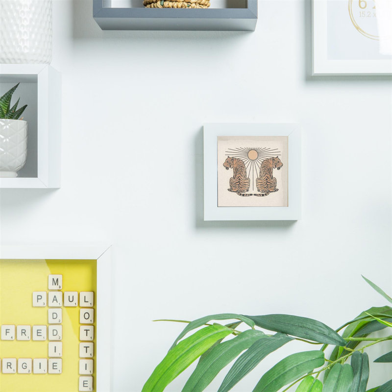 Nicola Spring - 4" x 4" White 3D Box Photo Frames - 2" x 2" Mount, Beige