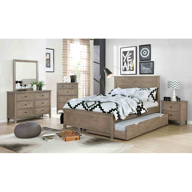 Table de chevet grise métallique brossée 1 pièce