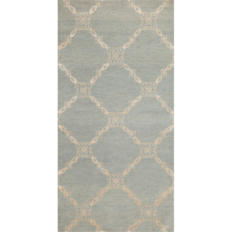 Moulin Geometric Area Rug in Blue/Ivory, Runner 3' x 15'