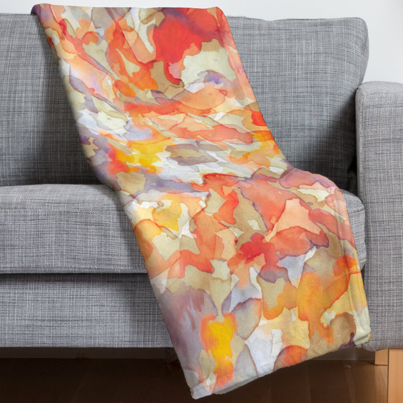 Jacqueline Maldonado Hand Woven Throw Blanket, 50" W x 60" L, Orange Floral