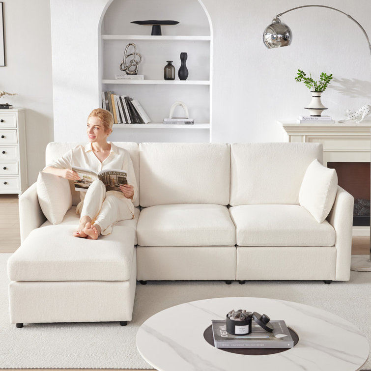 4-Piece Modular Cloud Couch Reversible Sectional with Ottoman