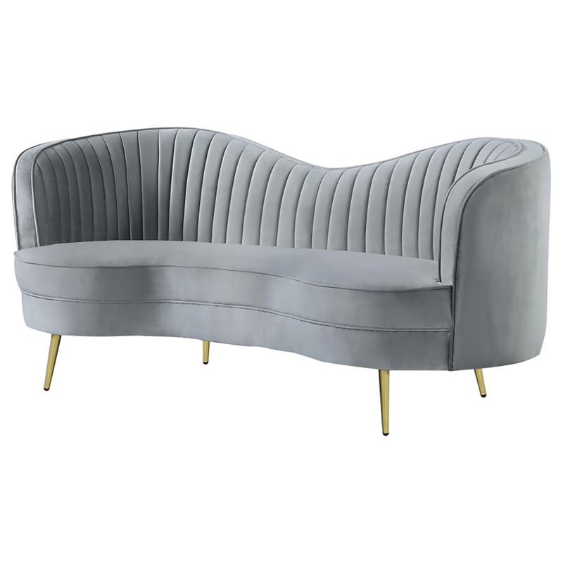 Causeuse rembourrée Marieanna, H 33,5 po x l 73,5 po x P 35,5 po, Velours gris velours