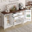 63" Modern Fluted Sideboard Buffet Cabinet With Storage - 4 Doors, 3 Drawers, Coffee Bar Station For Dining Room-2082727070