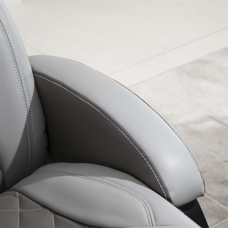 PU Recliner Armchair With Footrest, Headrest, And Round Steel/Wood Base For Comfort And Style