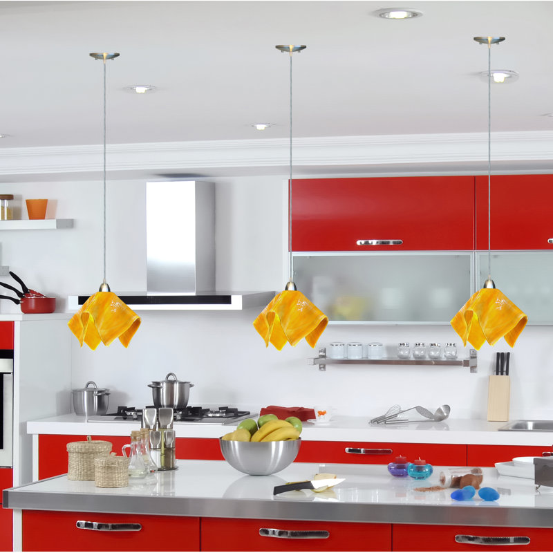 Luminaire suspendu 1 lumières flamme Dale, Grand, Noir, Ambre jaune