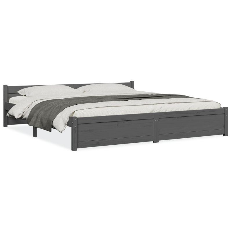 Bed Frame Solid Wood, Grey, Small Single (2'6)
