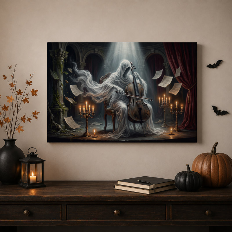 Phantom Cellist in Candlelit, H 36 po x l 48 po