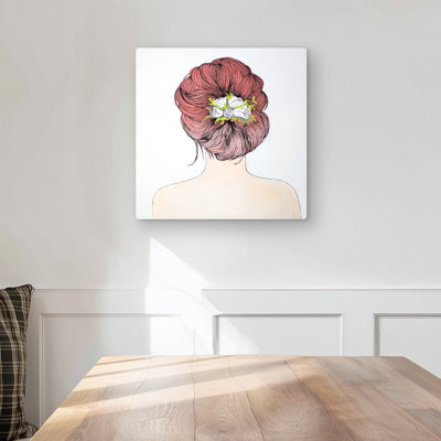 Lady with Flowers in Her Hair - Woman Figurative Metal Print