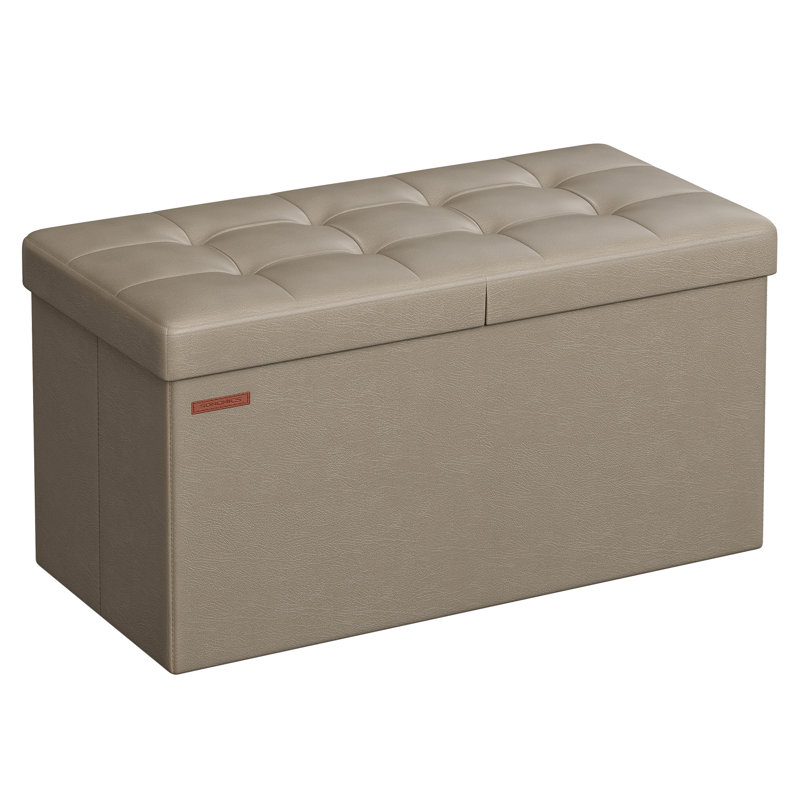 Folding Storage Ottoman, 15"H x 30"W x 15"D,  White