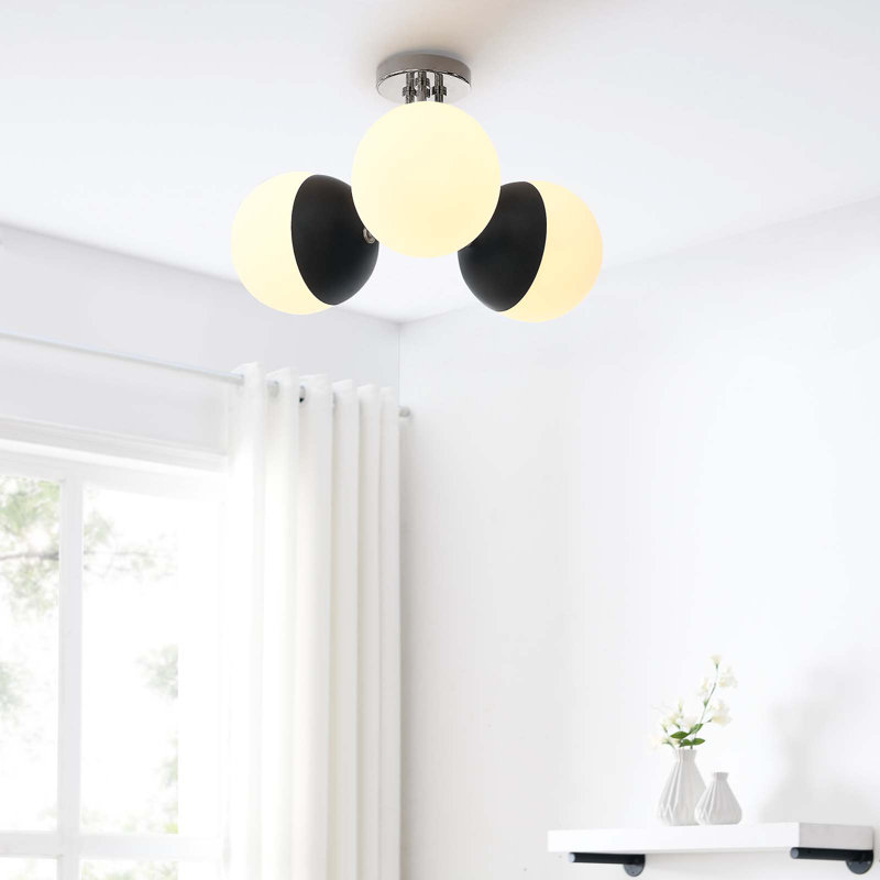 Plafonnier semi-encastré 3 lumières Stellar par Modway, Nickel
