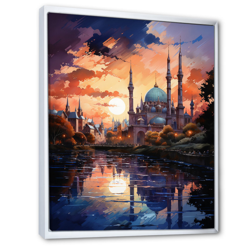 Mosquée Leoba, art de l'Islam - impression, H 32 po x l 16 po x P 1 po, Cadre flottant blanc