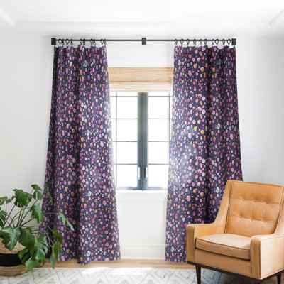 Ninola Design Flying Seeds Navy 1pc Blackout Window Curtain Panel