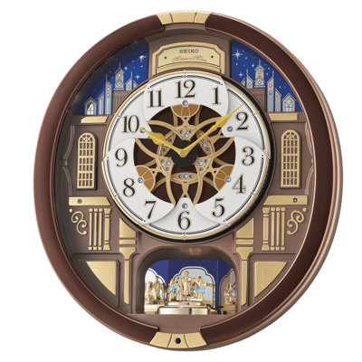QXM362BRH Melodies In Motion Clock, Brown Metallic