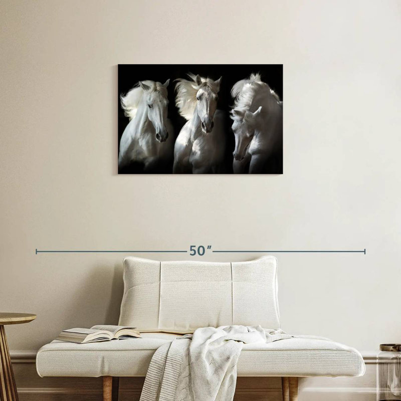 Brampt Three White Horses, 20" H x 30" W
