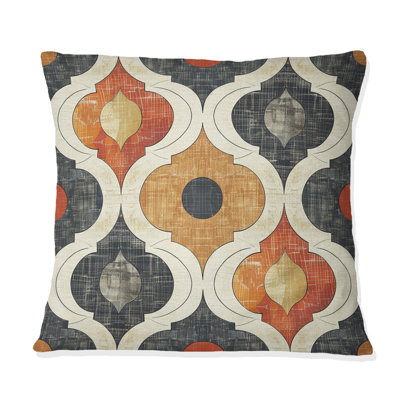 Beige moderne treillis VI - coussin décoratif moderne, H 16 po x l 16 po