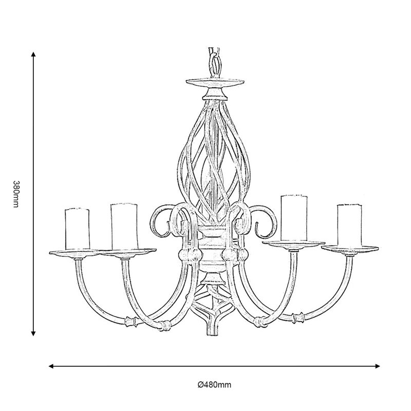 Bonifacio 5 - Light Candle Style Chandelier, Antique Silver