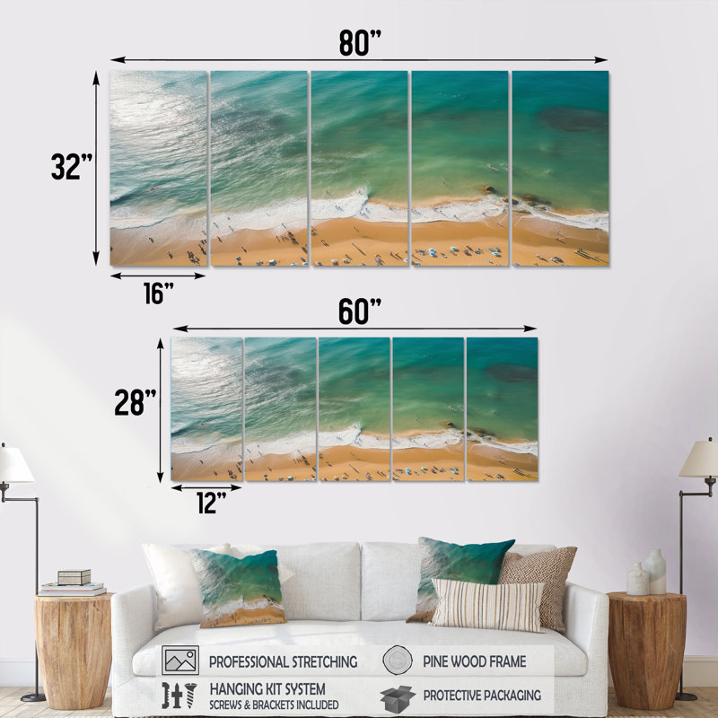 Ensemble d'art mural 5 pièces Coastal Waves, H 28 po x l 60 po