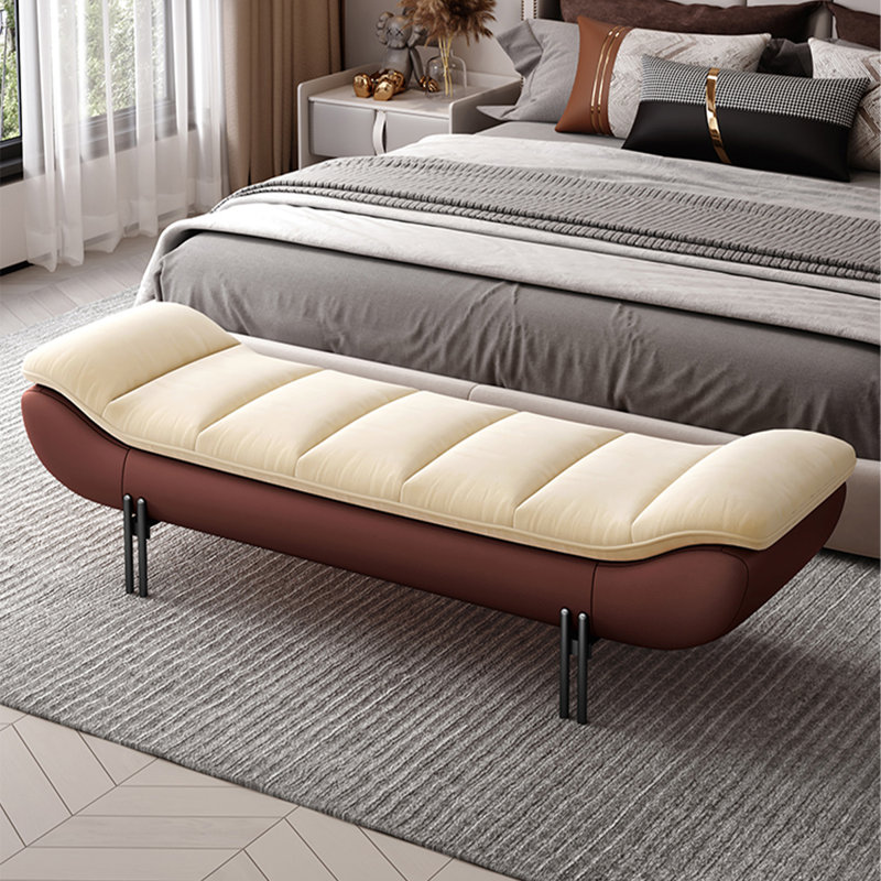 Banc avec revêtement, H 16,54 po x l 47,24 po x P 19,69 po, Beige/brun