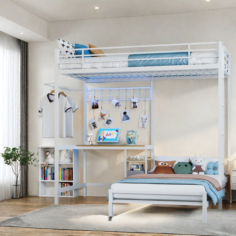 Lit superposé simple au-dessus de lits simples, lit superposé blanc moderne pour la maison