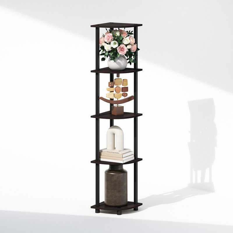 Shamblin 57.7" H x 11.6" W Corner Bookcase, Dark Walnut